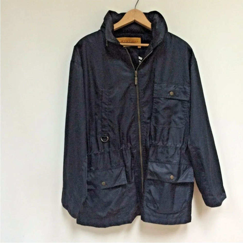 Limited Outdoors Men's Water Resistant 3/4 Anorak Jacket Medium Navy Blue Hood